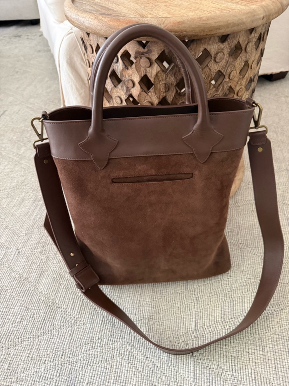 Lucchese Brown Suede & Leather Tote - Picture 3 of 7